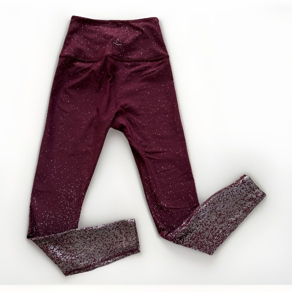 Beyond Yoga Alloy Ombre Red High Waisted Midi Iridescent Sparkle Foil Leggings M